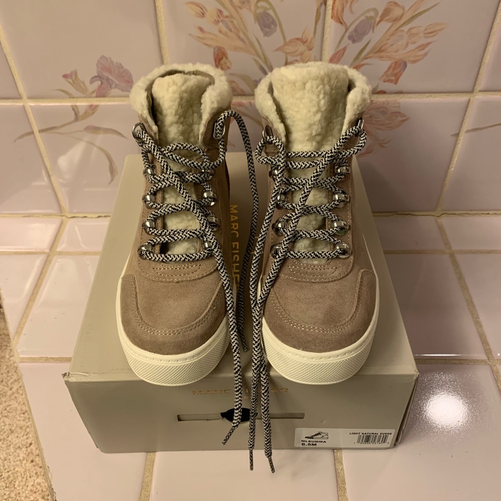 Marc Fisher Light Natural Suede Boots. Size 6.5